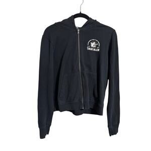 True Religion Budda Black Zip Front Hoodie Large
